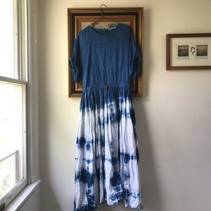 Black Crane Pleats Dress Shibori & Modified Medium